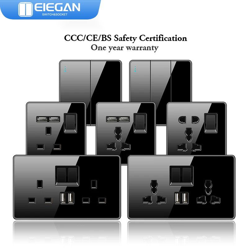 Home Improvement Uk - ELEGAN UK Soket Hitam 16A/20A/45A Sakelar